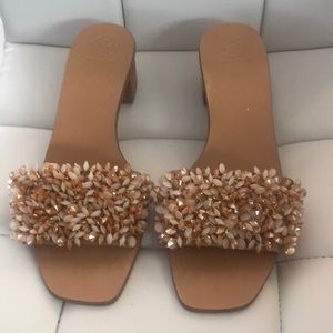 Tory Burch Crystal Slides